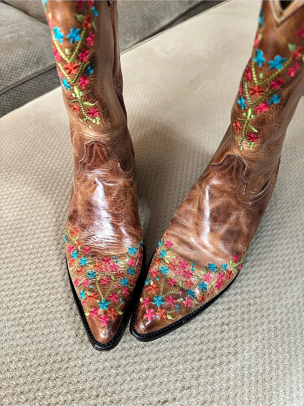 Old Gringo Marsha Floral Embroidered Western Boots Heeled Boots Brown
